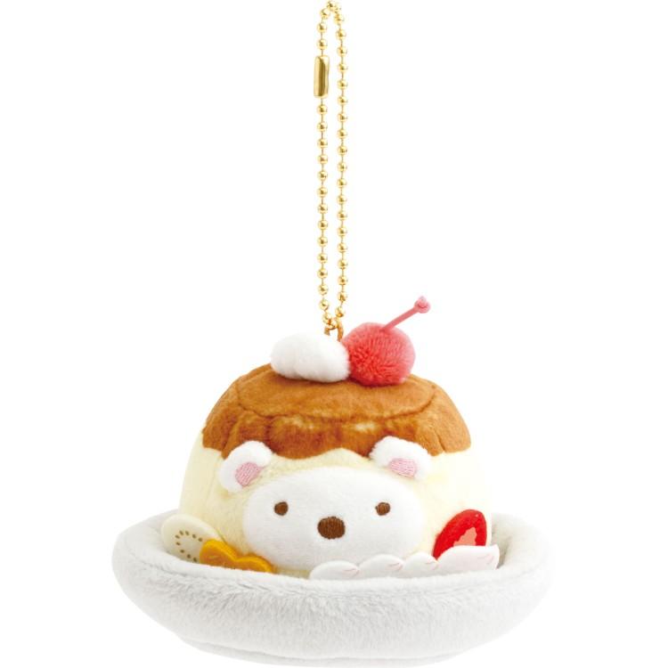 San-X Sumikko Gurashi Fruit Parlor Pudding a la mode Shirokuma Plush Keychain