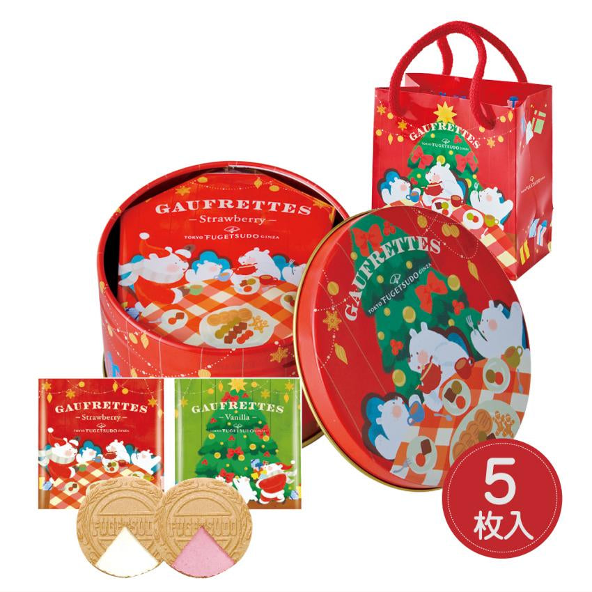 도쿄 후게츠도 크리스마스 딸기 고프레트 쿠키 틴